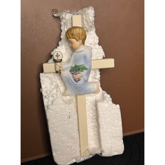 Porcelain Cross First Communion Boy Wall Decor By Roman - Picture 5 of 6
